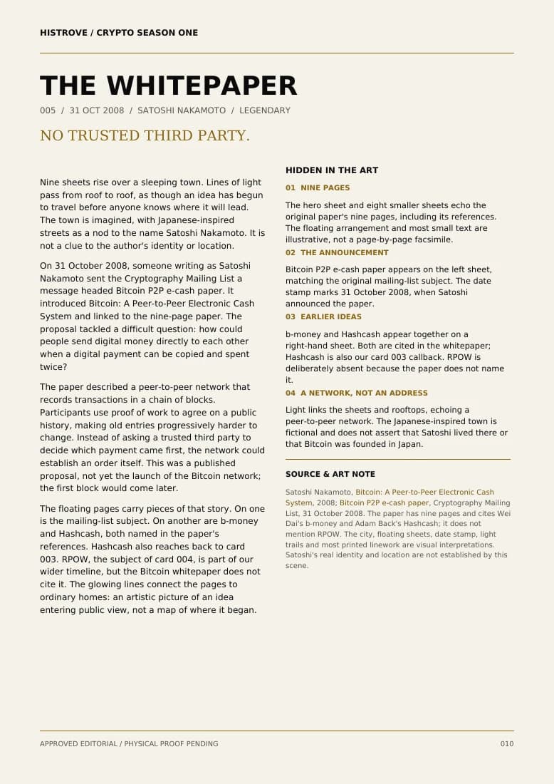 The Whitepaper companion book page 2, history and details
