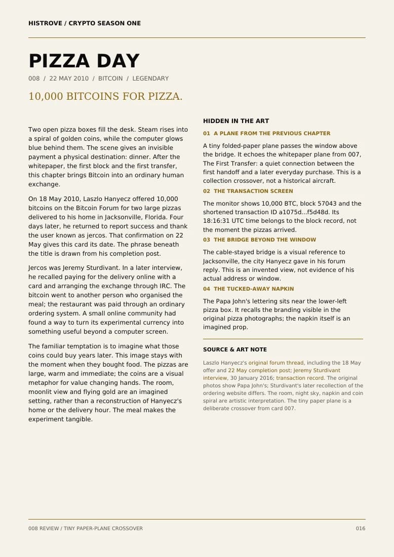 Pizza Day companion book page 2, history and details