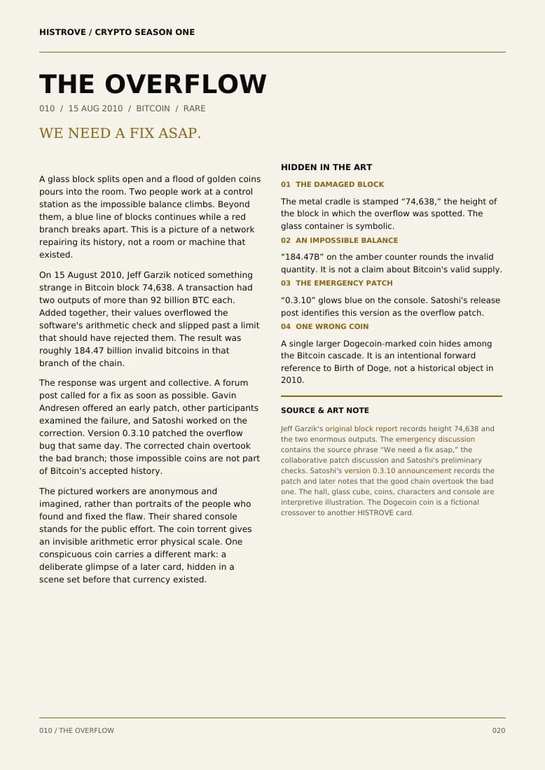 The Overflow companion book page 2, history and details