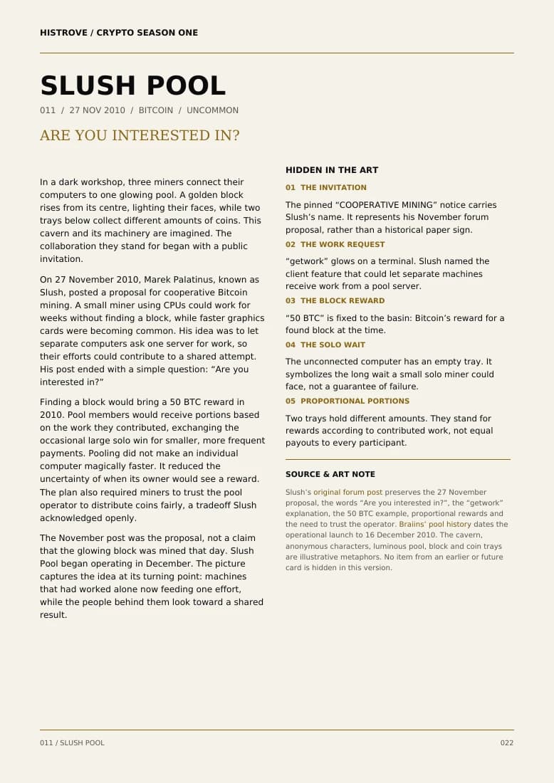 Slush Pool companion book page 2, history and details