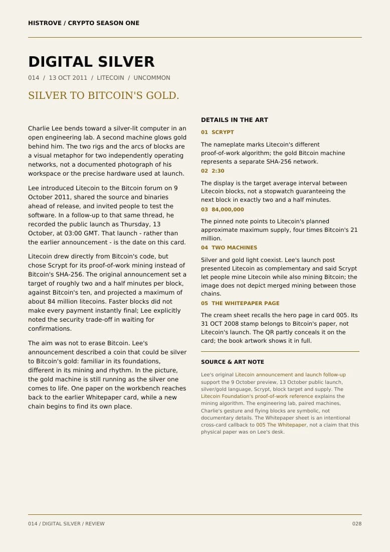 Digital Silver companion book page 2, history and details
