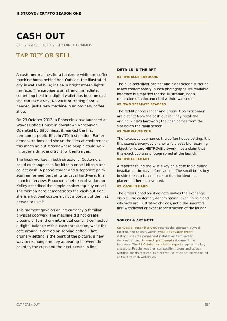 Cash Out companion book page 2, history and details