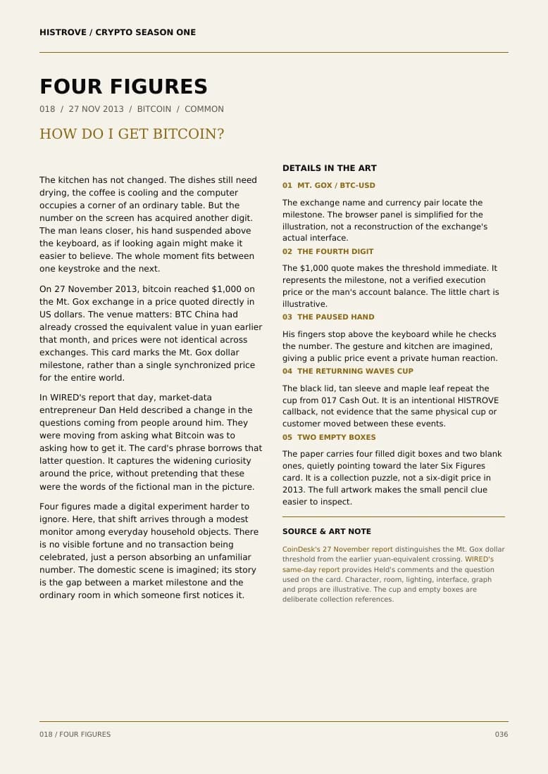 Four Figures companion book page 2, history and details