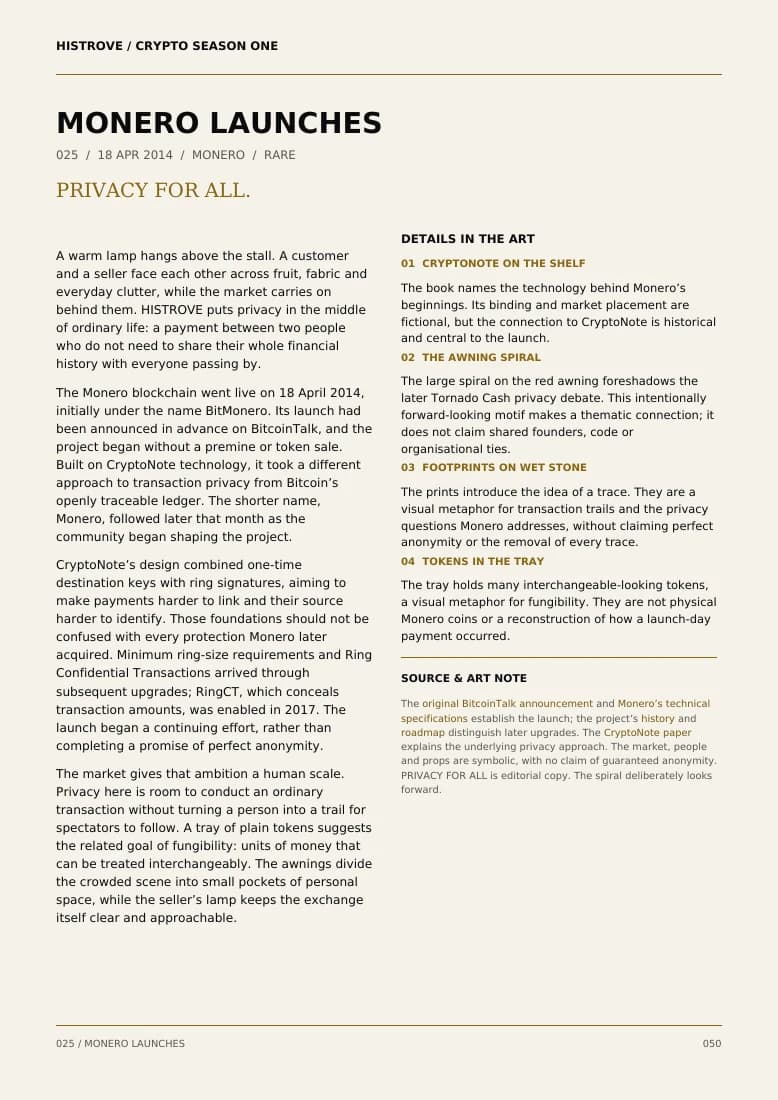 Monero Launches companion book page 2, history and details