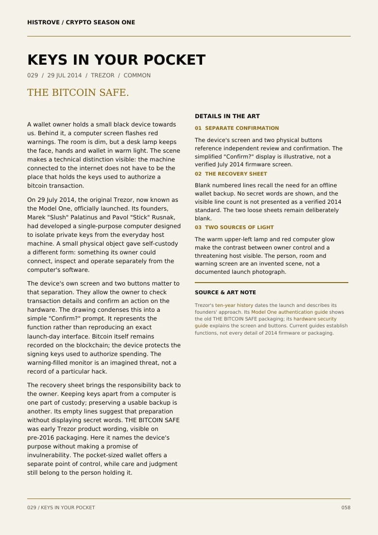 Keys In Your Pocket companion book page 2, history and details