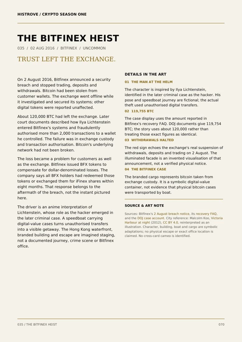 The Bitfinex Heist companion book page 2, history and details