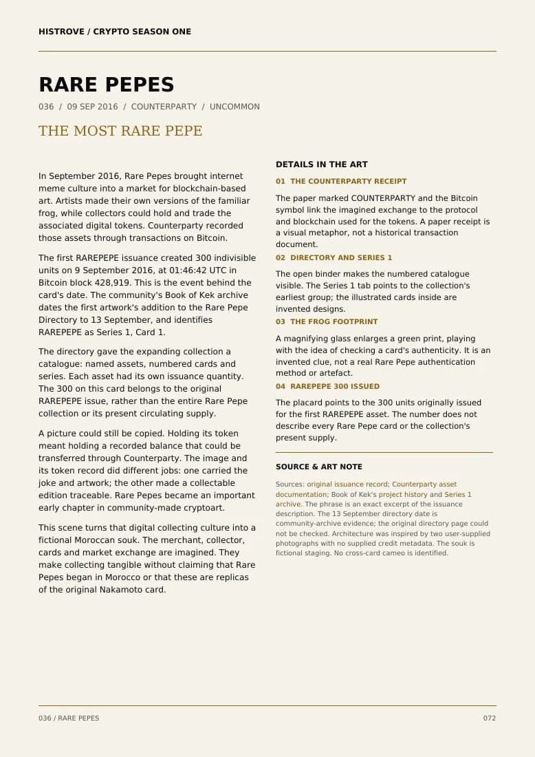 Rare Pepes companion book page 2, history and details