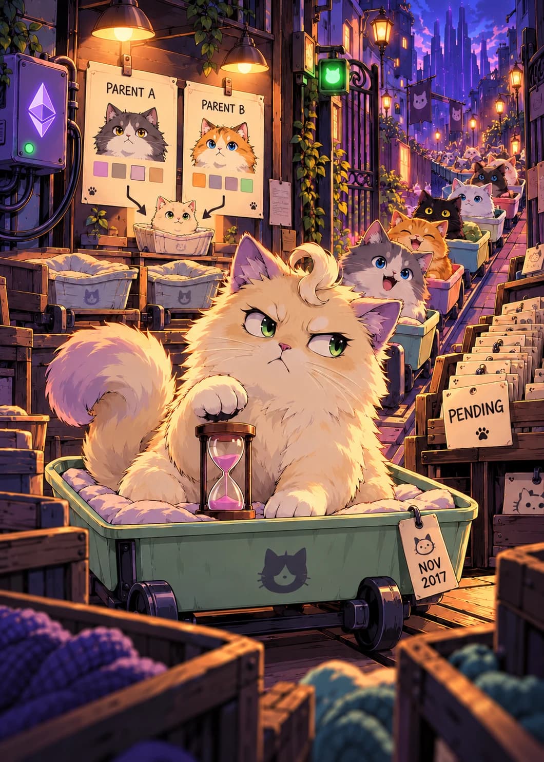 Full illustration for CryptoKitties