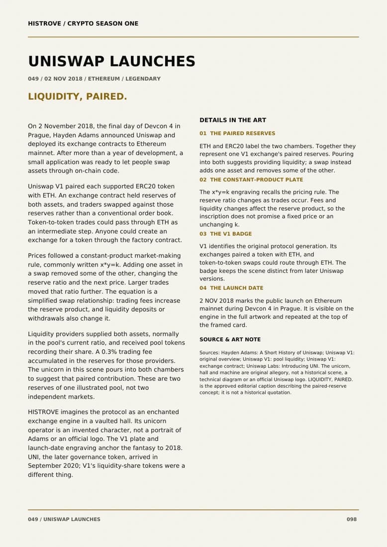 Uniswap Launches companion book page 2, history and details