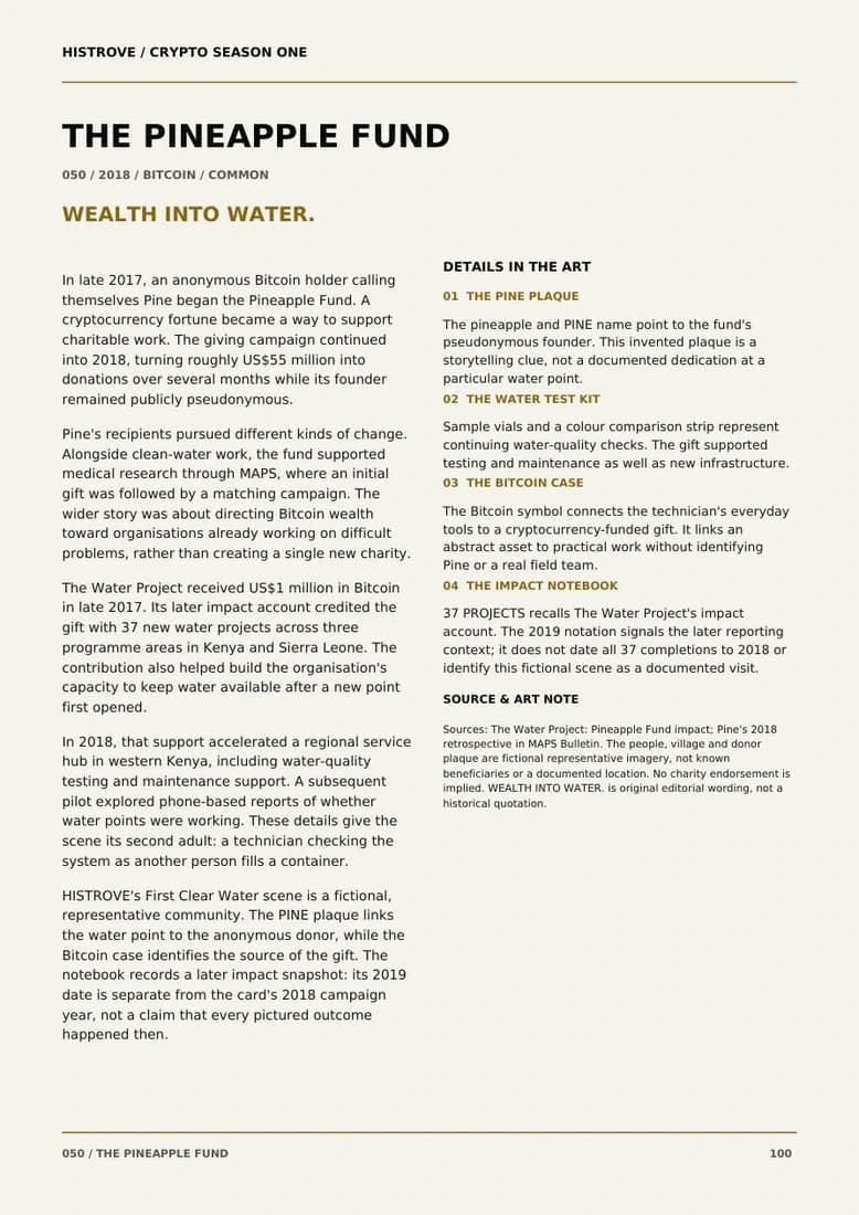 The Pineapple Fund companion book page 2, history and details