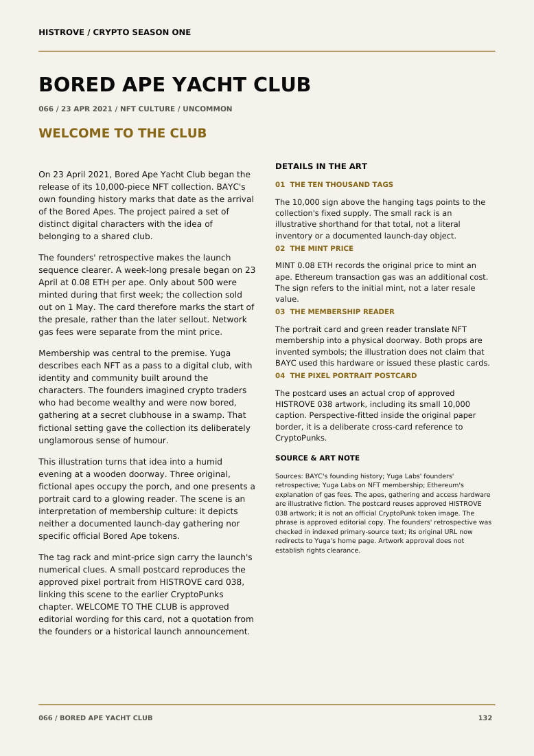 Bored Ape Yacht Club companion book page 2, history and details