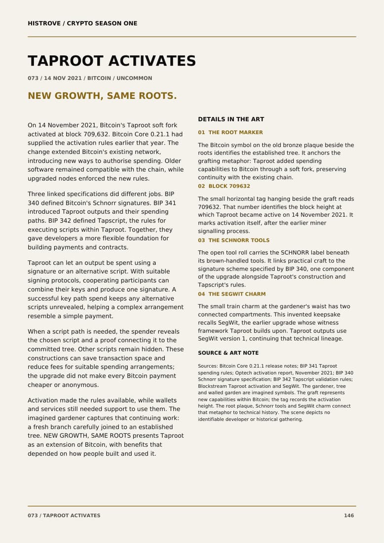 Taproot Activates companion book page 2, history and details