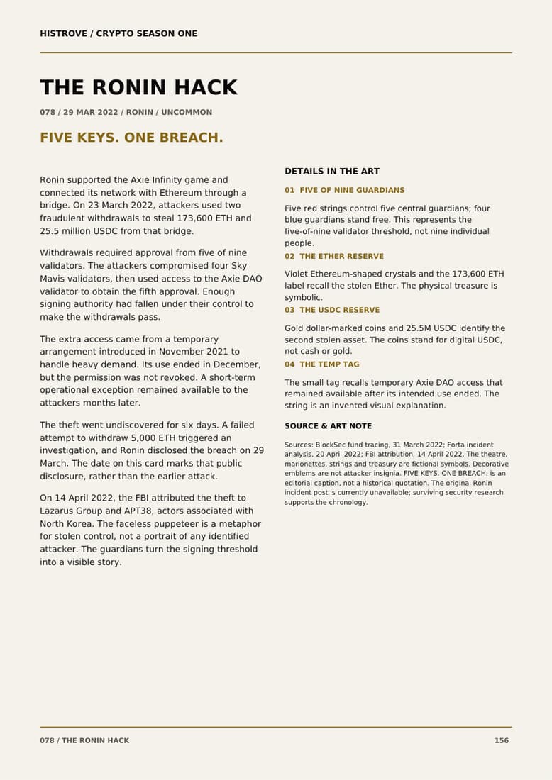 The Ronin Hack companion book page 2, history and details