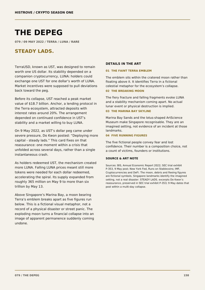 The Depeg companion book page 2, history and details