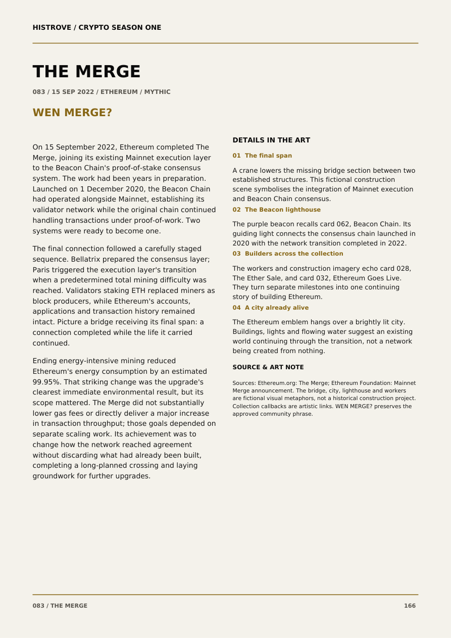 The Merge companion book page 2, history and details