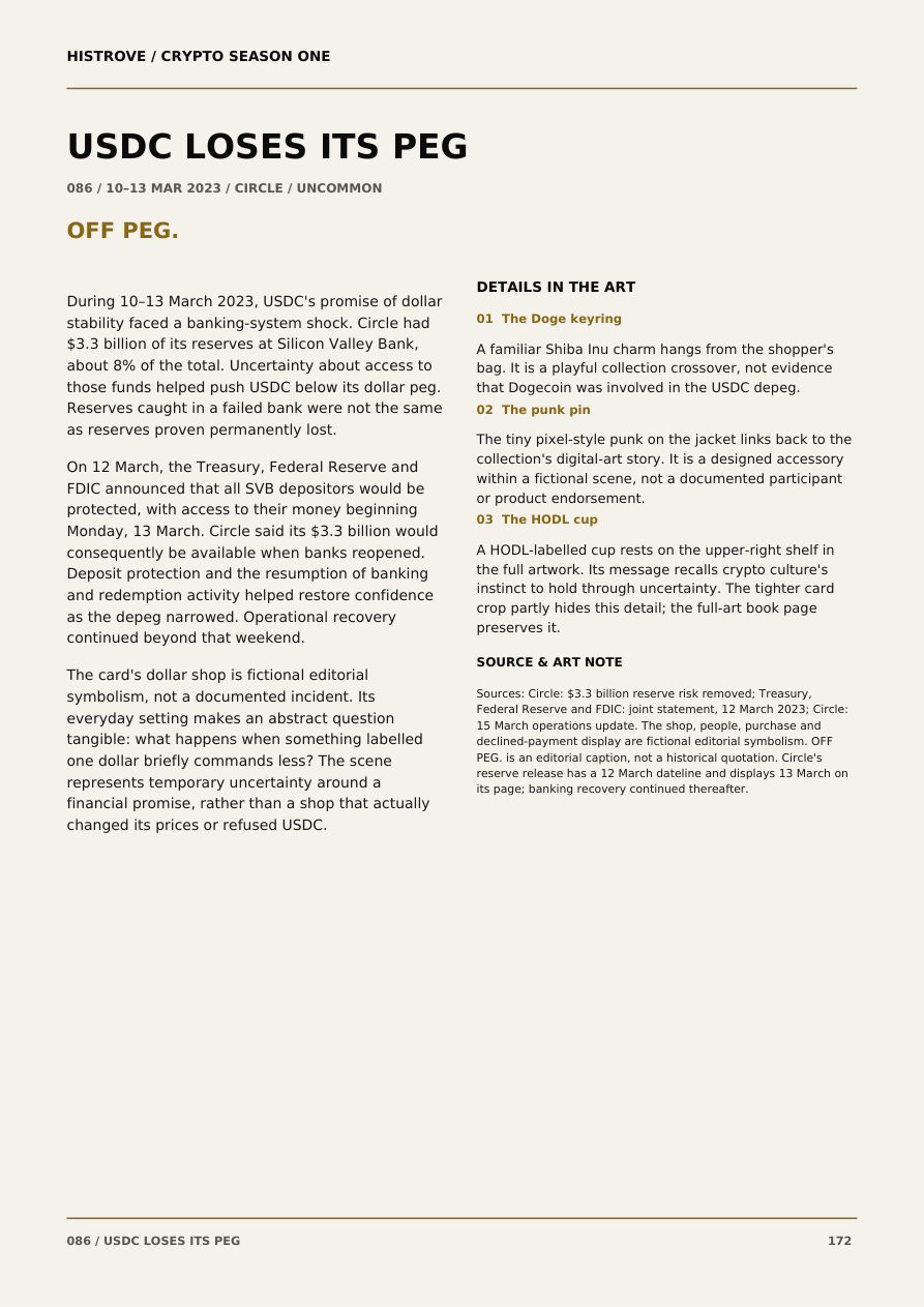 Usdc Loses Its Peg companion book page 2, history and details