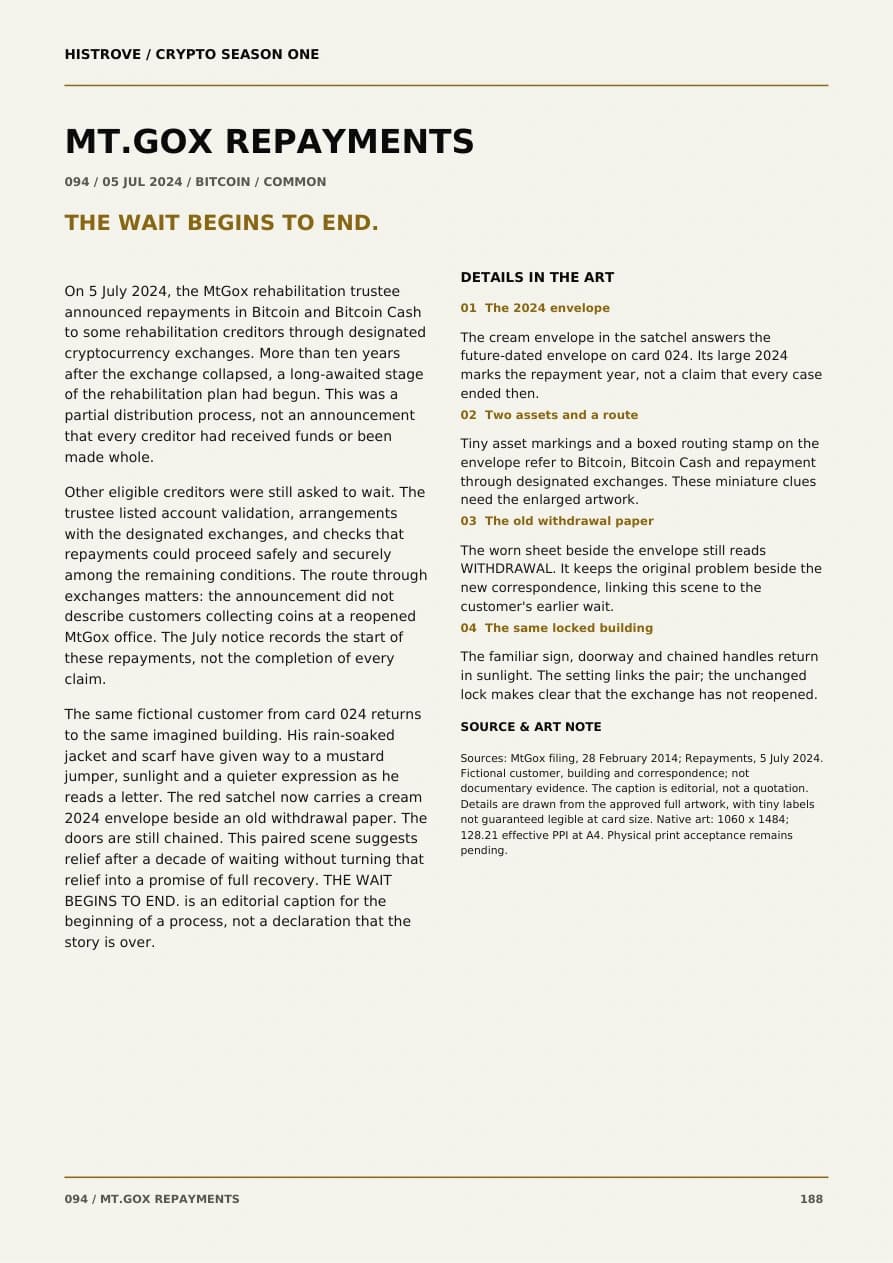 Mt. Gox Repayments companion book page 2, history and details
