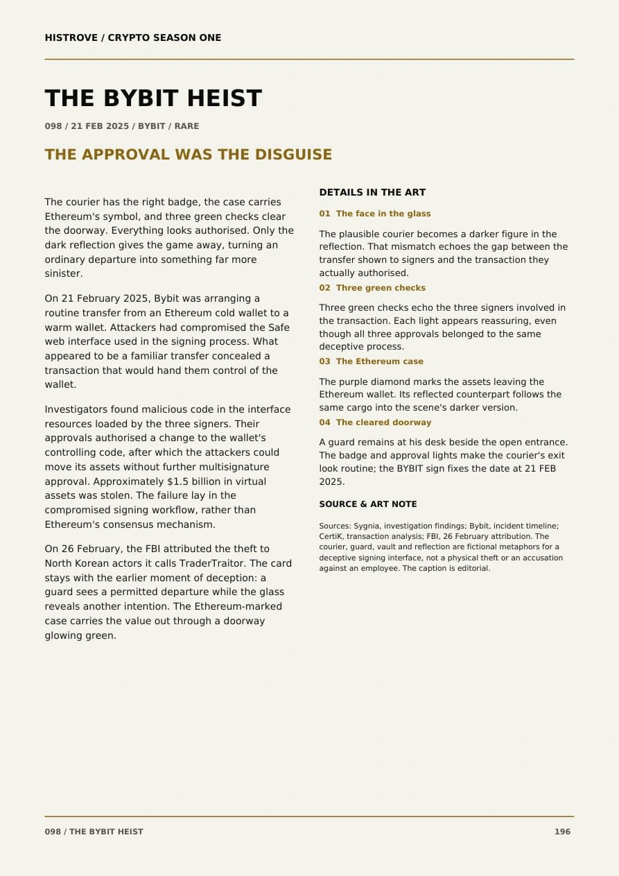 The Bybit Heist companion book page 2, history and details