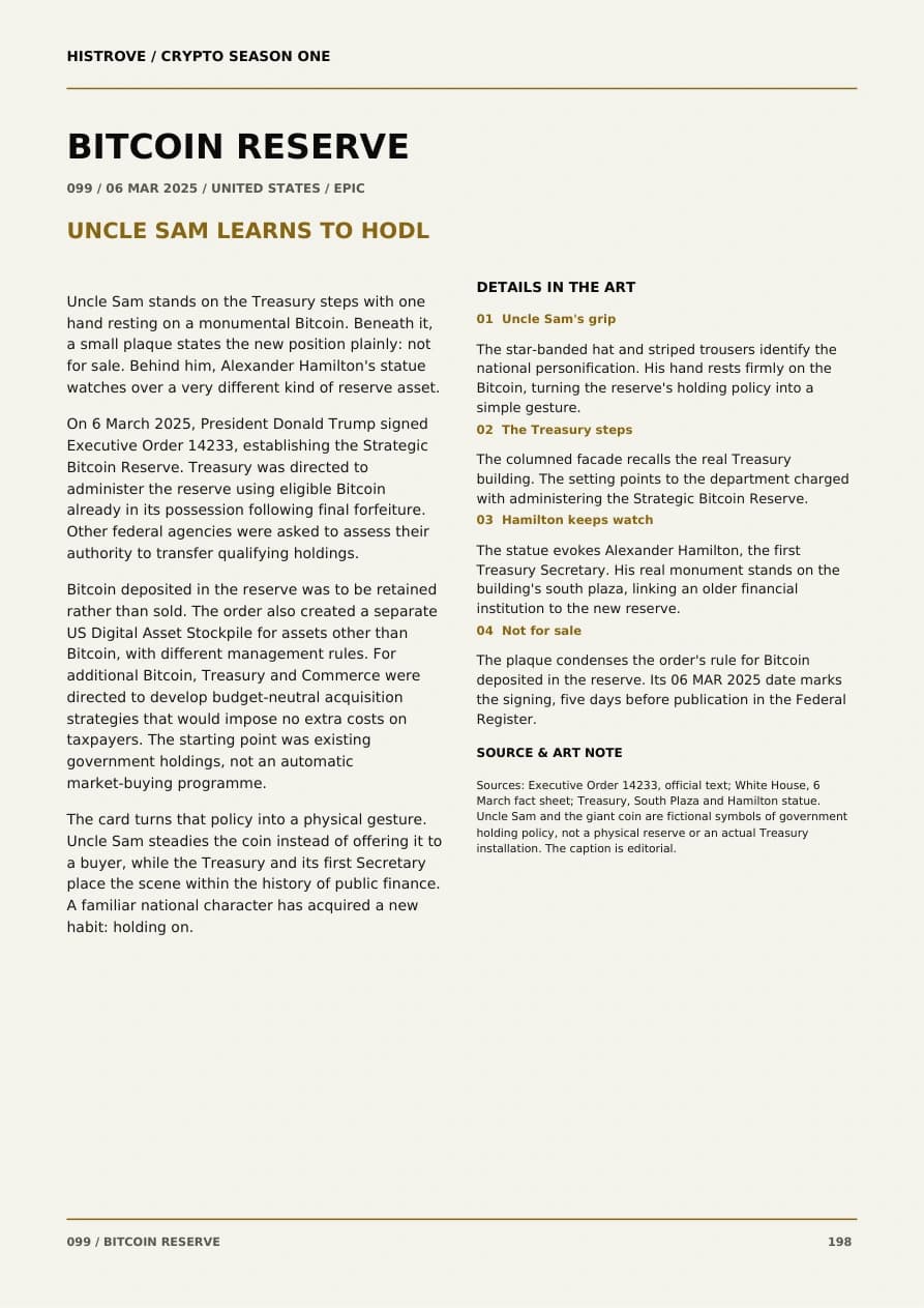 Bitcoin Reserve companion book page 2, history and details