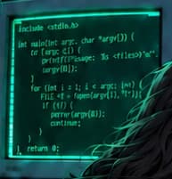 Green source code on the central CRT