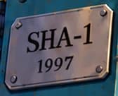 SHA-1 1997 plate on the machine