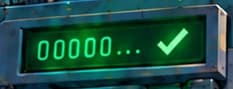 Green zero-target display and check mark