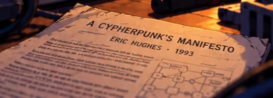 Cypherpunk Manifesto page in the foreground