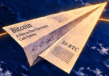 Folded whitepaper plane above Earth