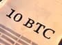 10 BTC printed on the paper plane