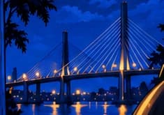 Cable-stayed bridge beyond the window