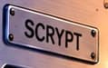SCRYPT nameplate on the silver machine