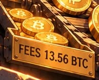 Small separate coin tray marked FEES 13.56 BTC