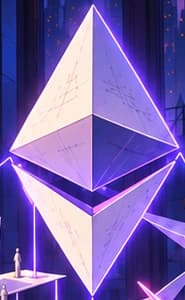 Floating faceted Ethereum paper diamond