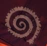 Spiral emblem on the red awning