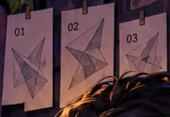 Geometric studies numbered 01, 02 and 03