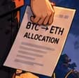 BTC-to-ETH allocation slip in the visitor’s hand