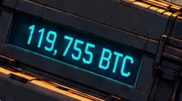 Digital case display showing 119,755 BTC, the amount reported by Bitfinex