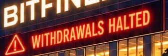 Imagined red building sign reading WITHDRAWALS HALTED