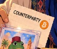 Fictional paper receipt marked COUNTERPARTY with a Bitcoin symbol