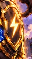 THE LIGHTNING FORESHADOW. The bolt and storm point toward Lightning payment channels. They foreshadow later development; Lightning Labs announced its first lnd mainnet beta in March 2018, after SegWit's activation.