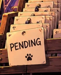 THE PENDING TAGS. The stacked tags turn delayed transactions into a visible backlog. They refer to congestion in early December, after the 28 November launch. They do not represent lost kittens or documented delivery slips.
