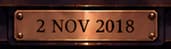 THE LAUNCH DATE. 2 NOV 2018 marks the public launch on Ethereum mainnet during Devcon 4 in Prague. It is visible on the engine in the full artwork and repeated at the top of the framed card.