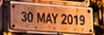THE DATE PLAQUE. The first beacon carries 30 MAY 2019, the launch-announcement date.