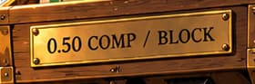0.50 COMP / BLOCK. The seed-machine plate records the initial release per Ethereum block, estimated then at 2,880 COMP daily. It describes token distribution, not an interest rate or promised yield.
