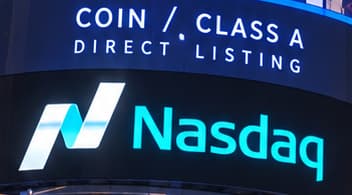 THE DIRECT LISTING. DIRECT LISTING names the route Coinbase used to go public. Nasdaq's opening auction was to establish the first public trading price. This label is an explanatory addition to the imagined display.