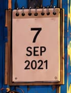 THE LAUNCH-DAY CALENDAR. The wall calendar reads 7 SEP 2021. It anchors the artwork to the day Bitcoin's legal-tender status took effect, rather than implying that the whole national transition happened in a single meal.
