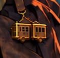 THE SEGWIT CHARM. The small train charm at the gardener's waist has two connected compartments. This invented keepsake recalls SegWit, the earlier upgrade whose witness framework Taproot builds upon. Taproot outputs use SegWit version 1, continuing that technical lineage.