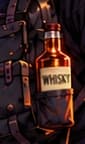The returning whisky bottle. The bottle on HODL's backpack recalls the whisky bottle in card 021. The returning character links cards 021 and 055 to this moment at the summit.