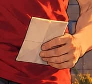 The folded paper. A plain folded letter stands for the act of clemency. Its reverse faces us, leaving the warrant's words to the caption above.