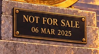 Not for sale. The plaque condenses the order's rule for Bitcoin deposited in the reserve. Its 06 MAR 2025 date marks the signing, five days before publication in the Federal Register.